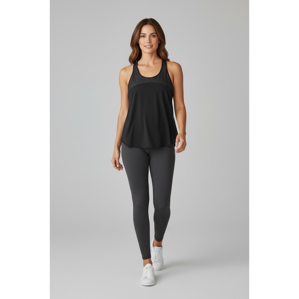 Lululemon Twist & Train Tank Black Mesh Side Slits Est Size Medium